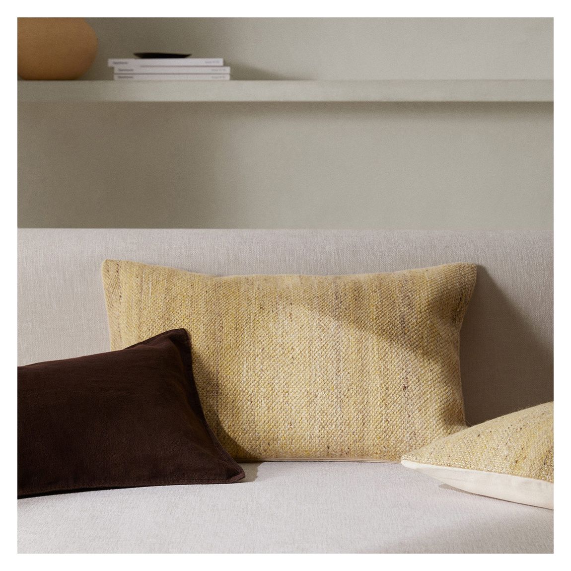 Wool Rectangle Mixed Cushion Cover, Beige main product photo