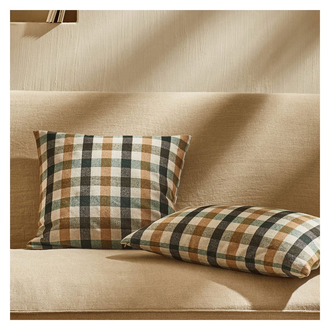 Checked Wool Cushion Cover, Navy main product photo