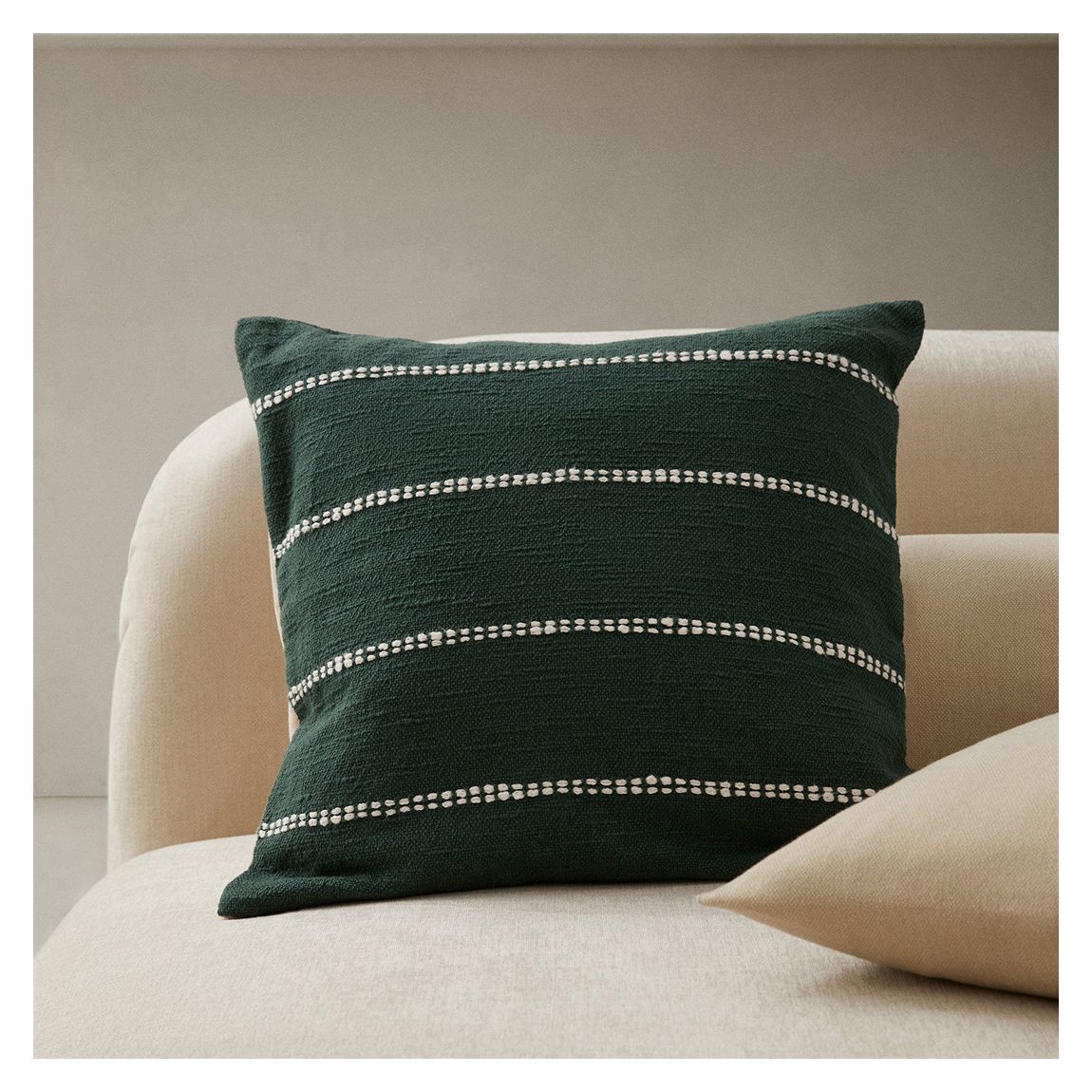 Stitch Cushion Cover, Green main product photo