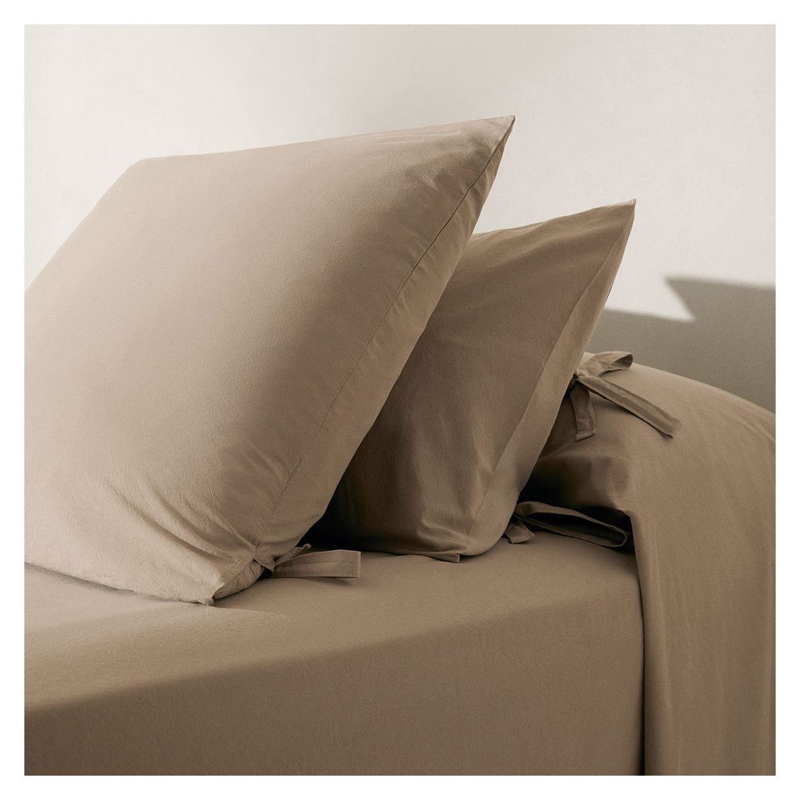 Washed Cotton Pillowcase, Beige main product photo