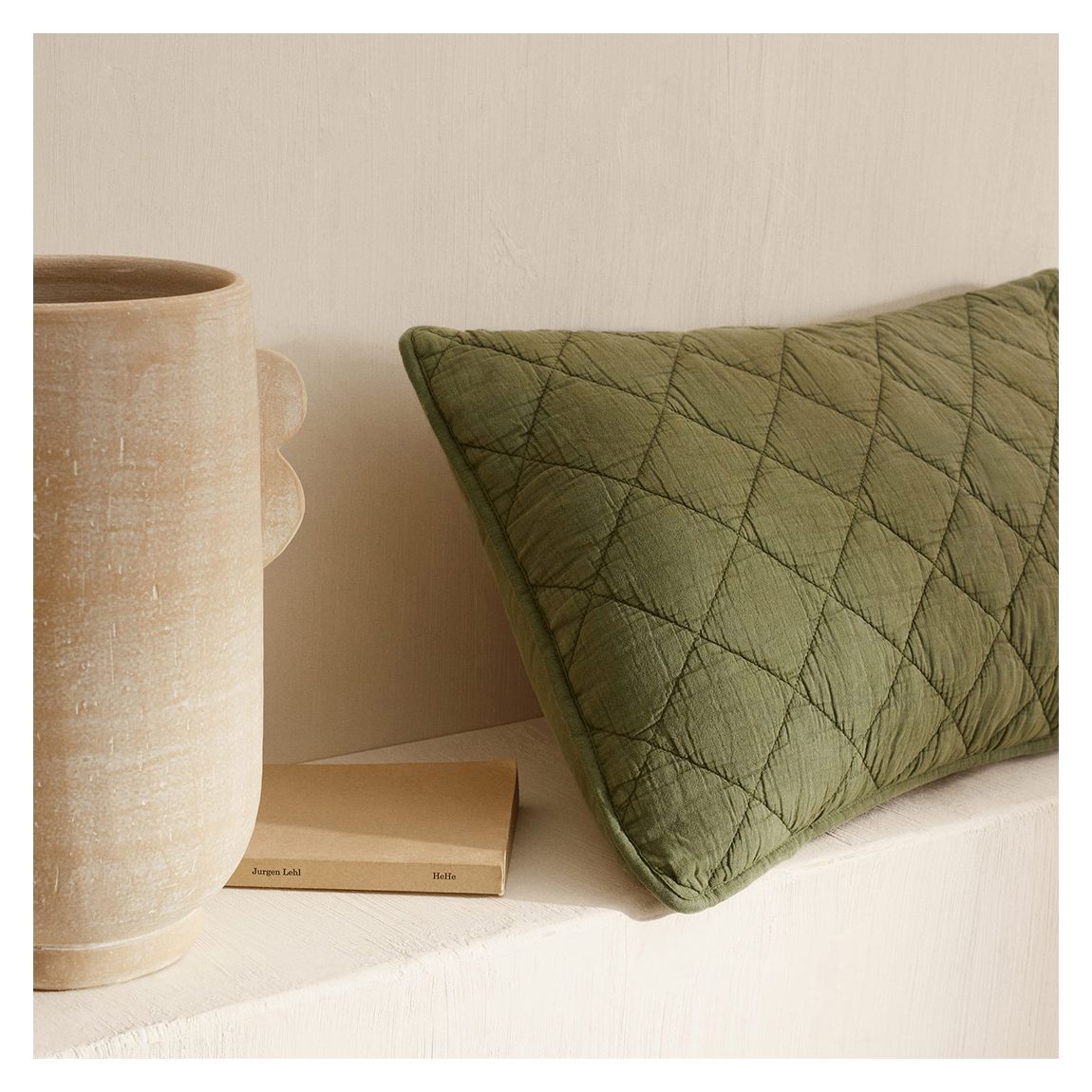 Padded Rectangle Cushion Cover, Olive main product photo