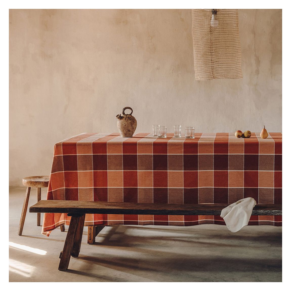 Cotton Check Tablecloth, 170x170cm main product photo