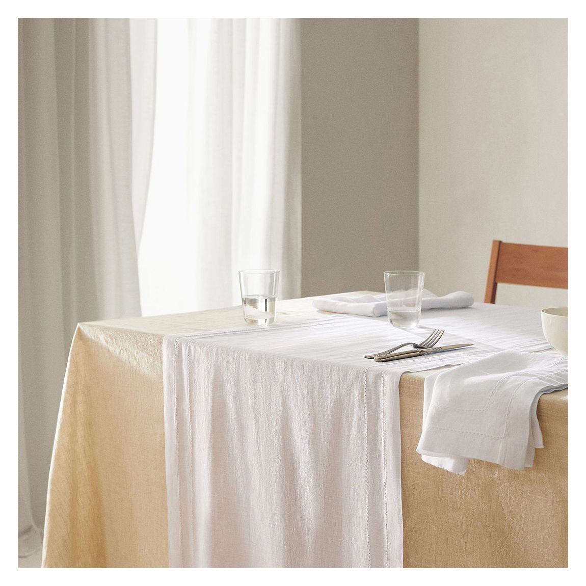 100% Linen Table Runner with Seam Detail main product photo