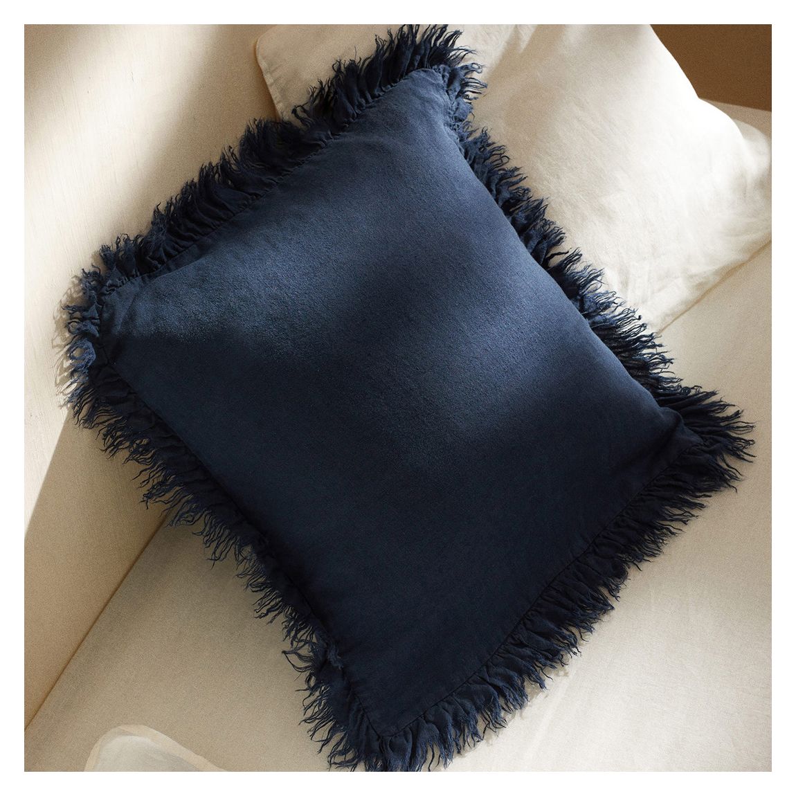100% Linen Cushion Case, Navy main product photo