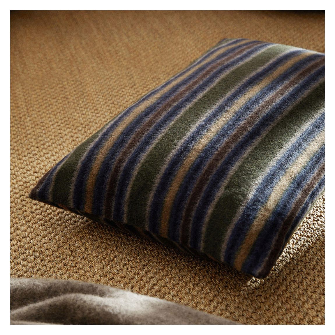 Textured Striped Square Cushion Case, Navy main product photo