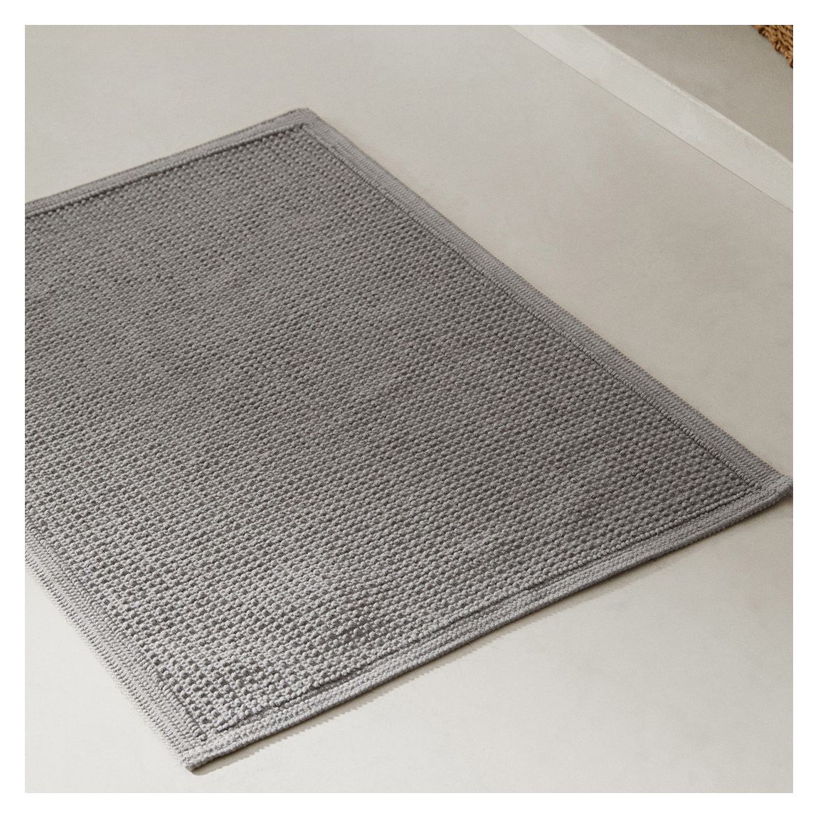 Textured 100% Cotton Rug, Light Grey main product photo