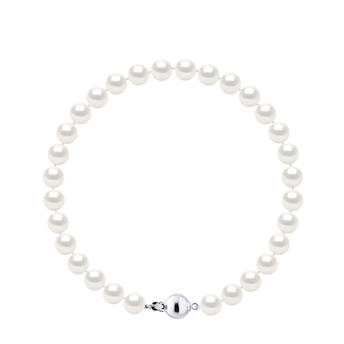 Silver Rows of Pearls Natural REal Cultured Freshwater Pearl White Bracelet main product photo