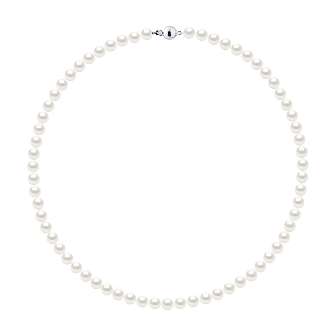 Silver Rows of Pearls Natural White Real Cultured Freshwater Long Necklace main product photo
