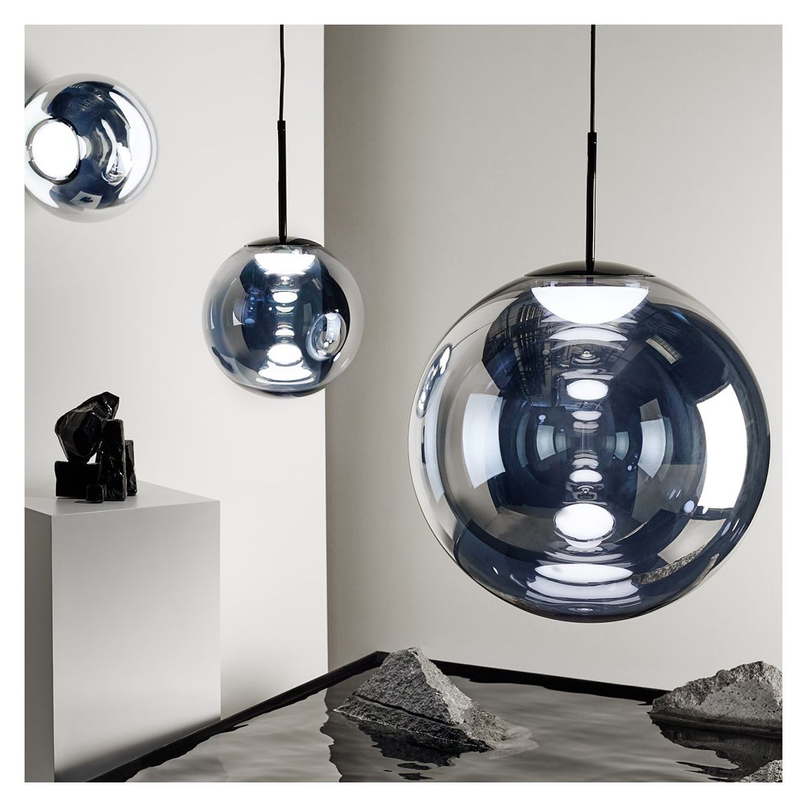 Globe Shade 50cm/20in Silver Pendant main product photo