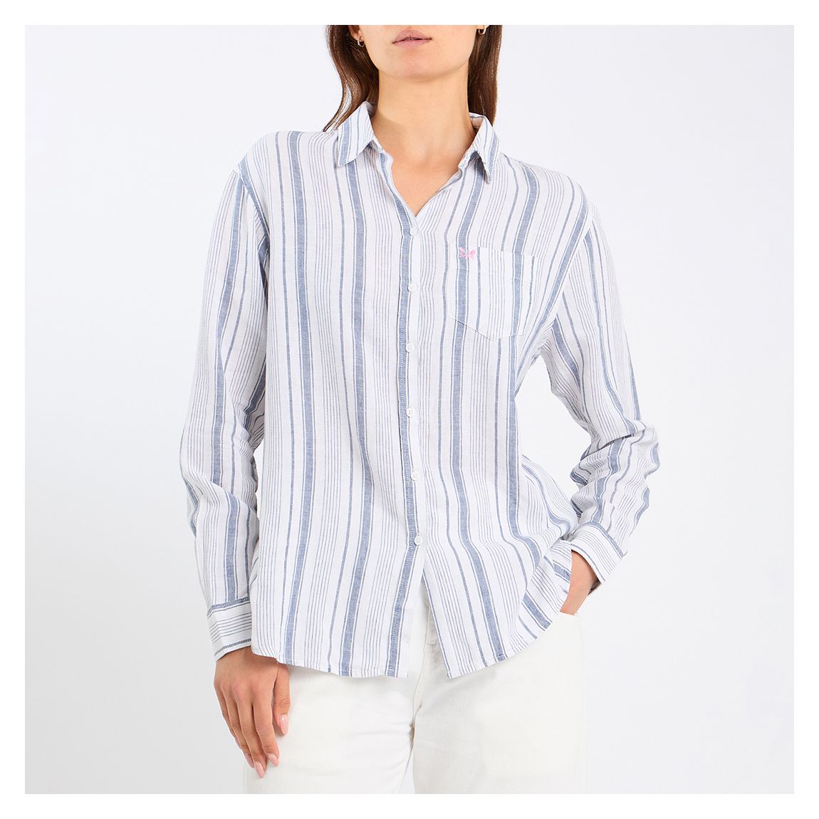 Blue Stripe Linen Logo Shirt main product photo