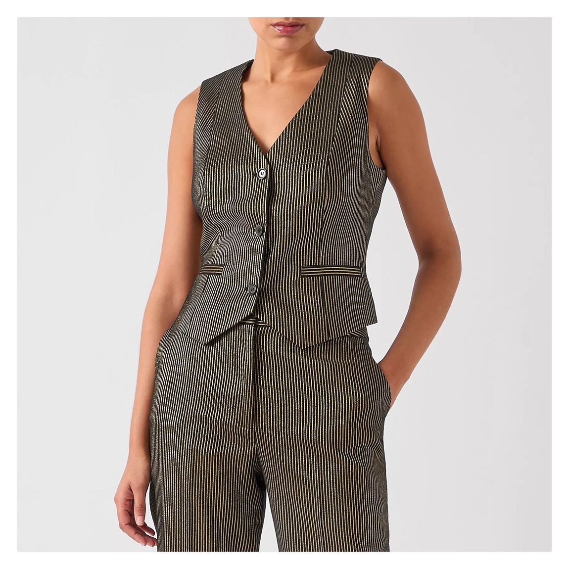 Black/Gold Bella Metallic Waistcoat main product photo