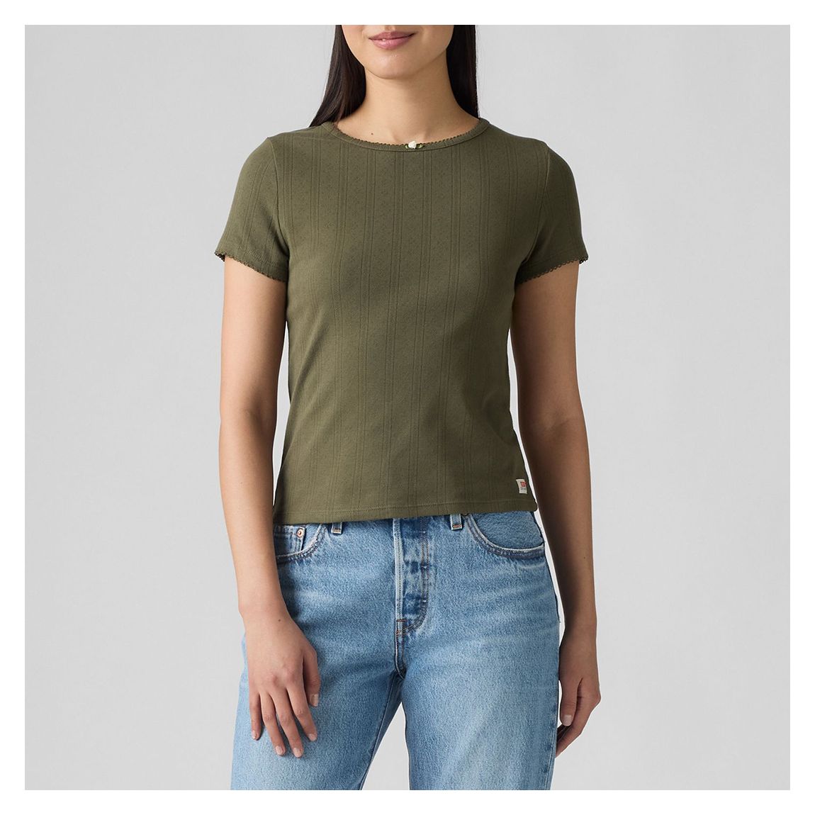 DRY GOODS POINTELLE TEE OLIVE NIGHT main product photo