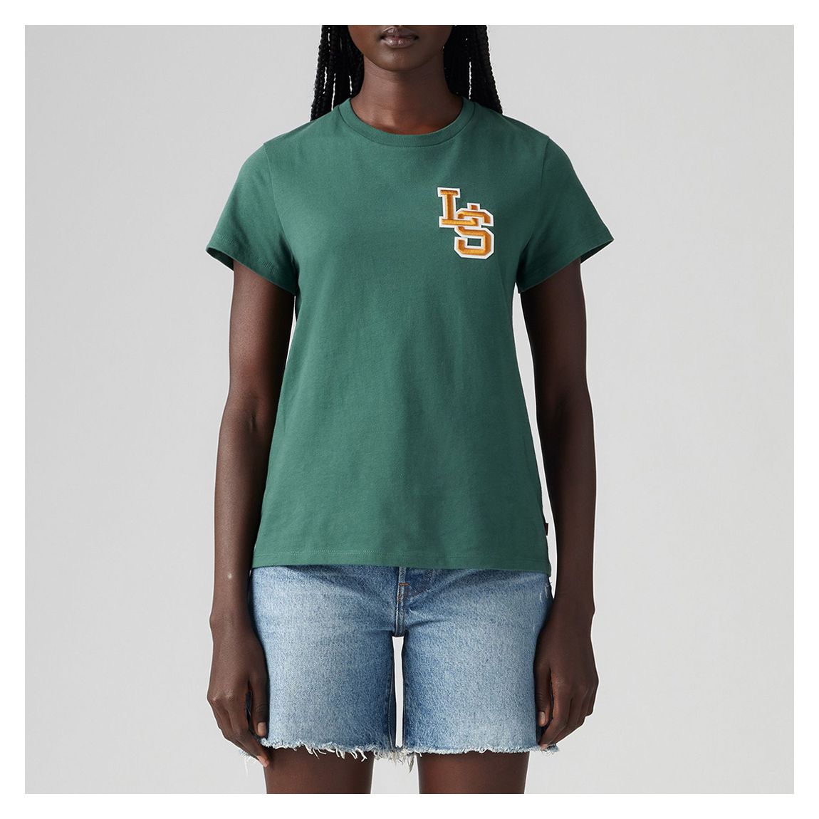 Green Embroidered Monogram Cotton Tee main product photo