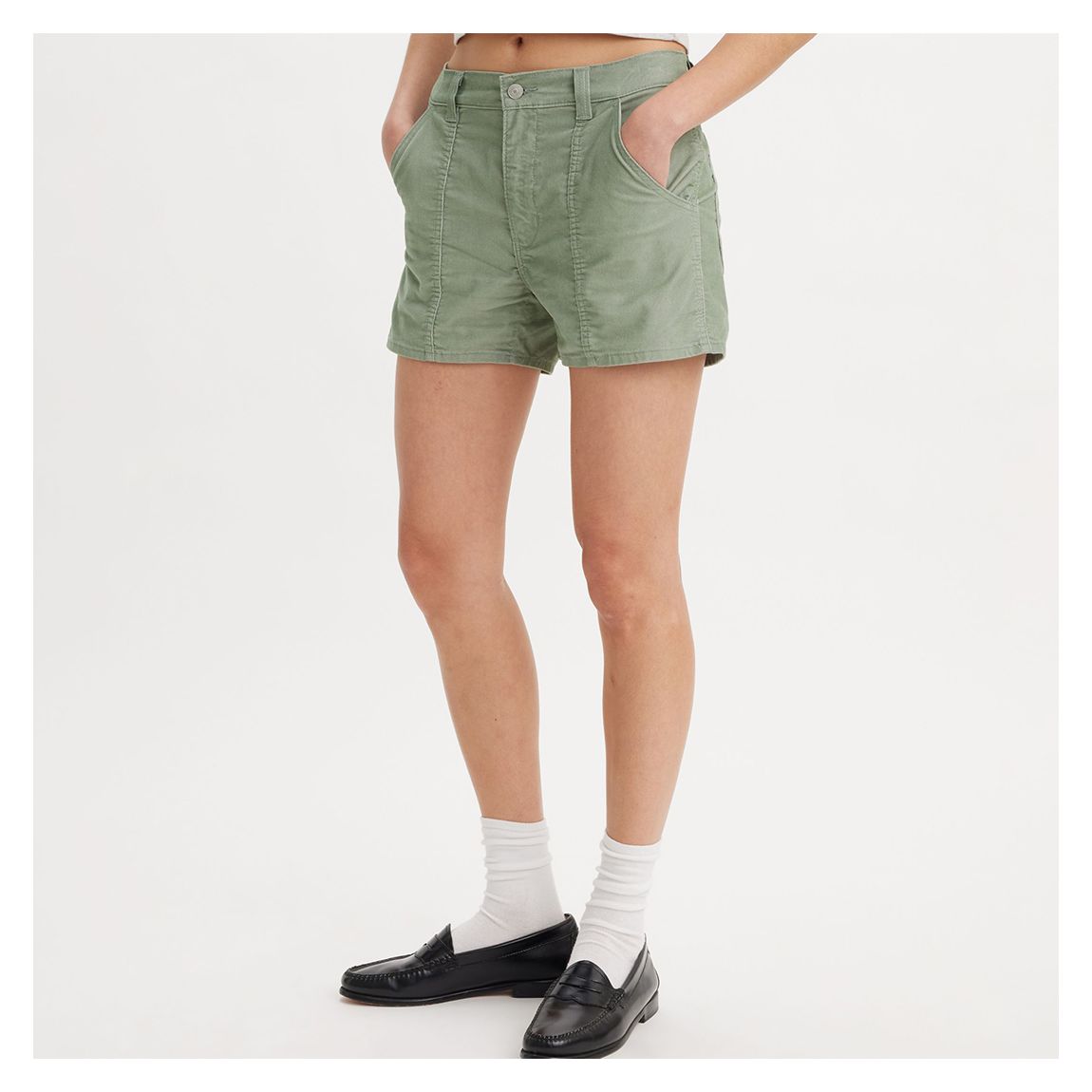 Green Corduroy Carpenter Shorts main product photo