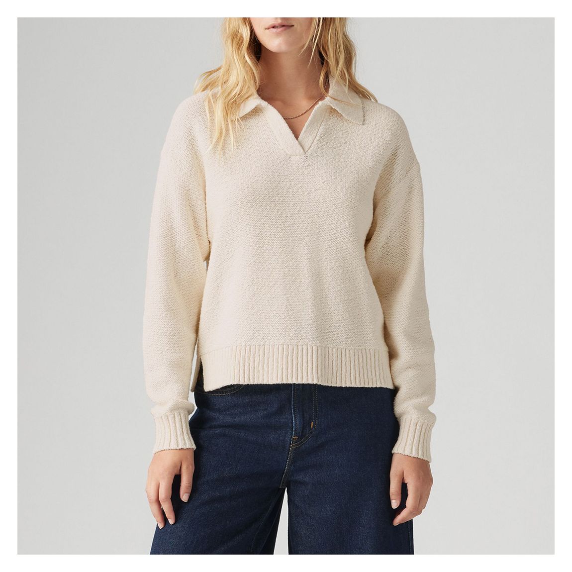 Cream Polo Knit Cotton Jumper main product photo