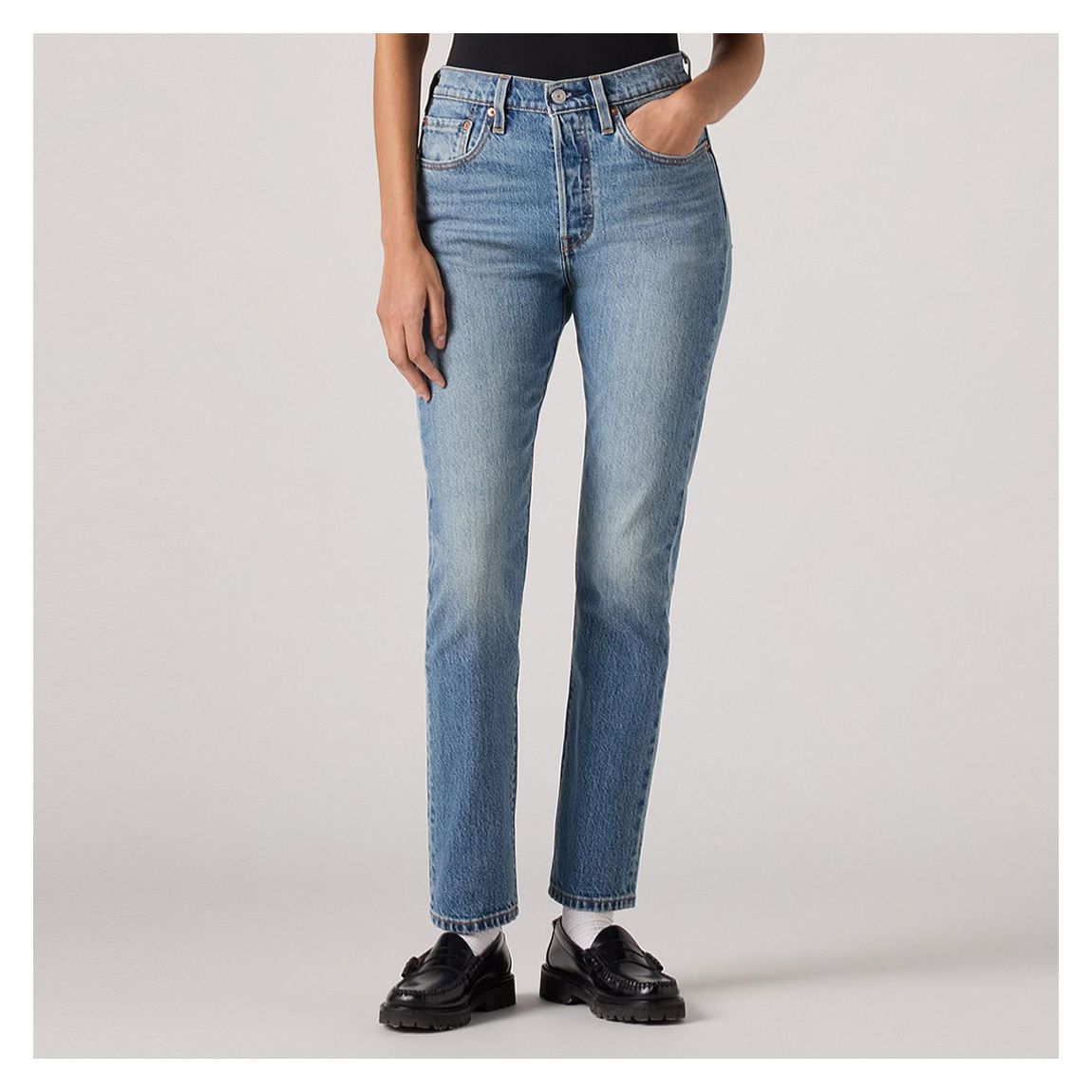 Mid Blue 501® Straight Stretch Jeans main product photo