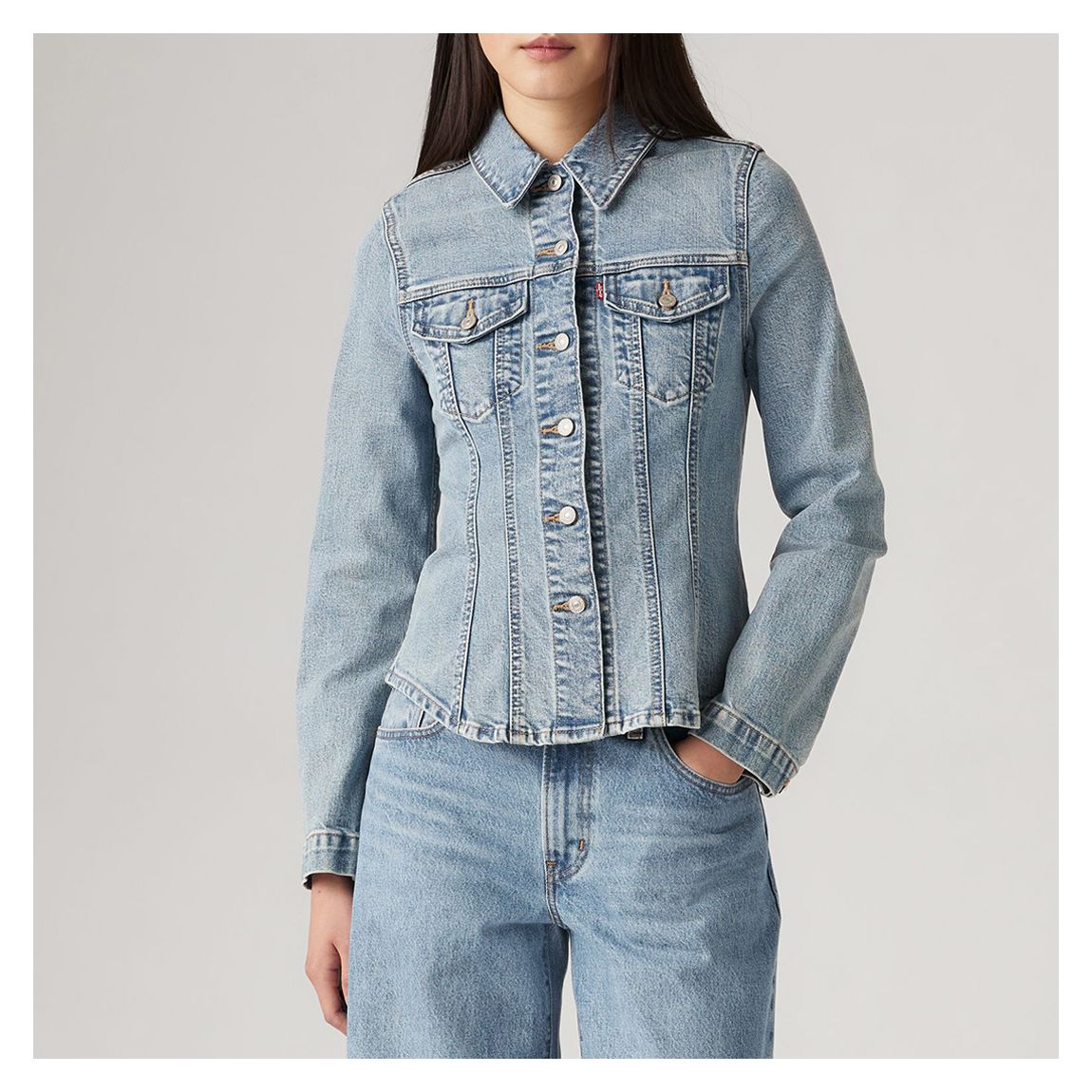 Light Blue Tailored Slim Trucker Jacket main product photo