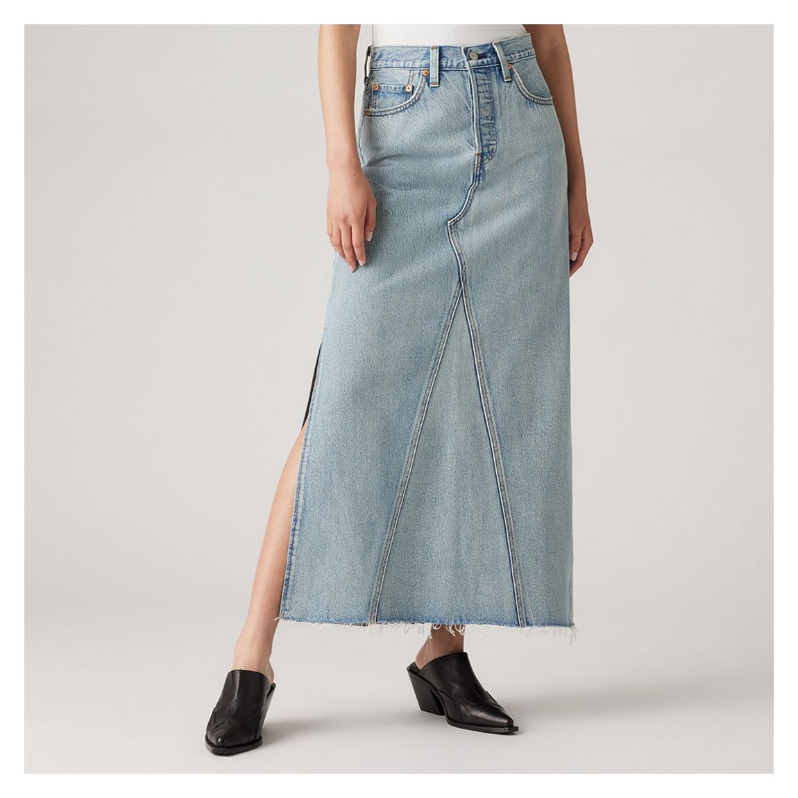 Light Blue Iconic Midi Skirt With Slit main product photo