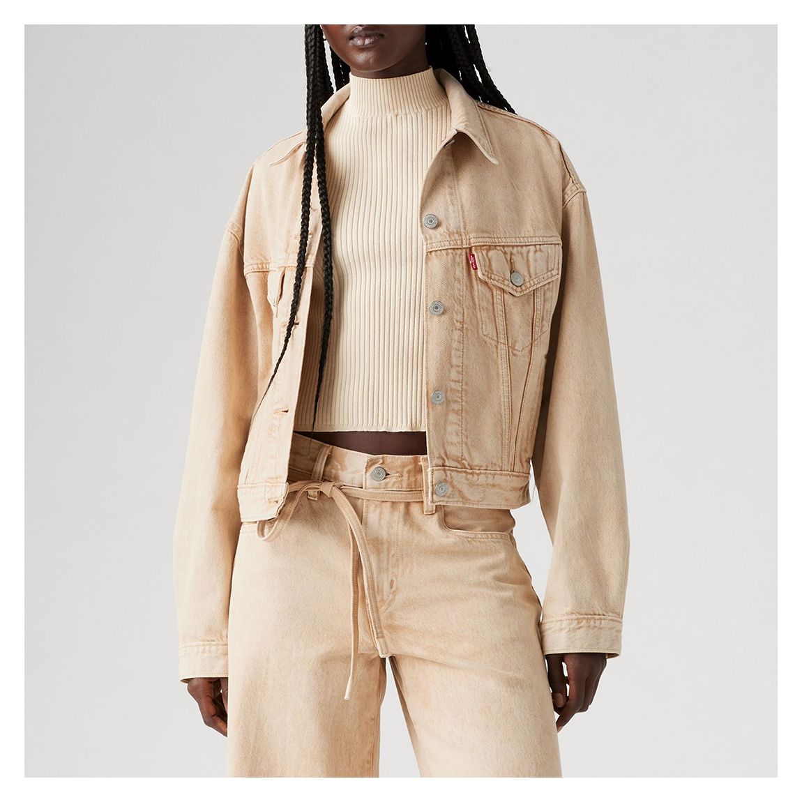 Beige Shrunken 90s Trucker Jacket main product photo