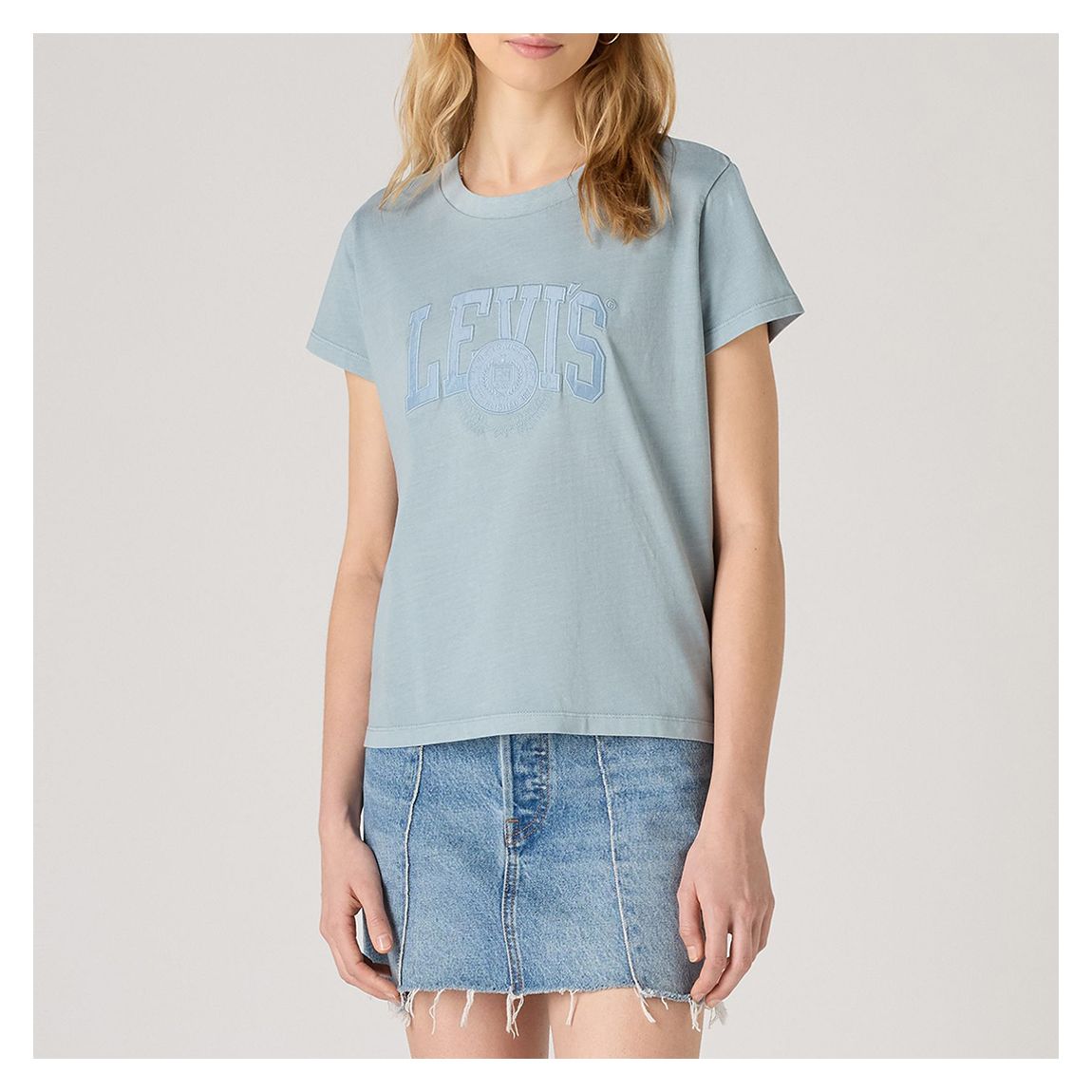 Blue Graphic Boxy Varsity Cotton T-Shirt main product photo
