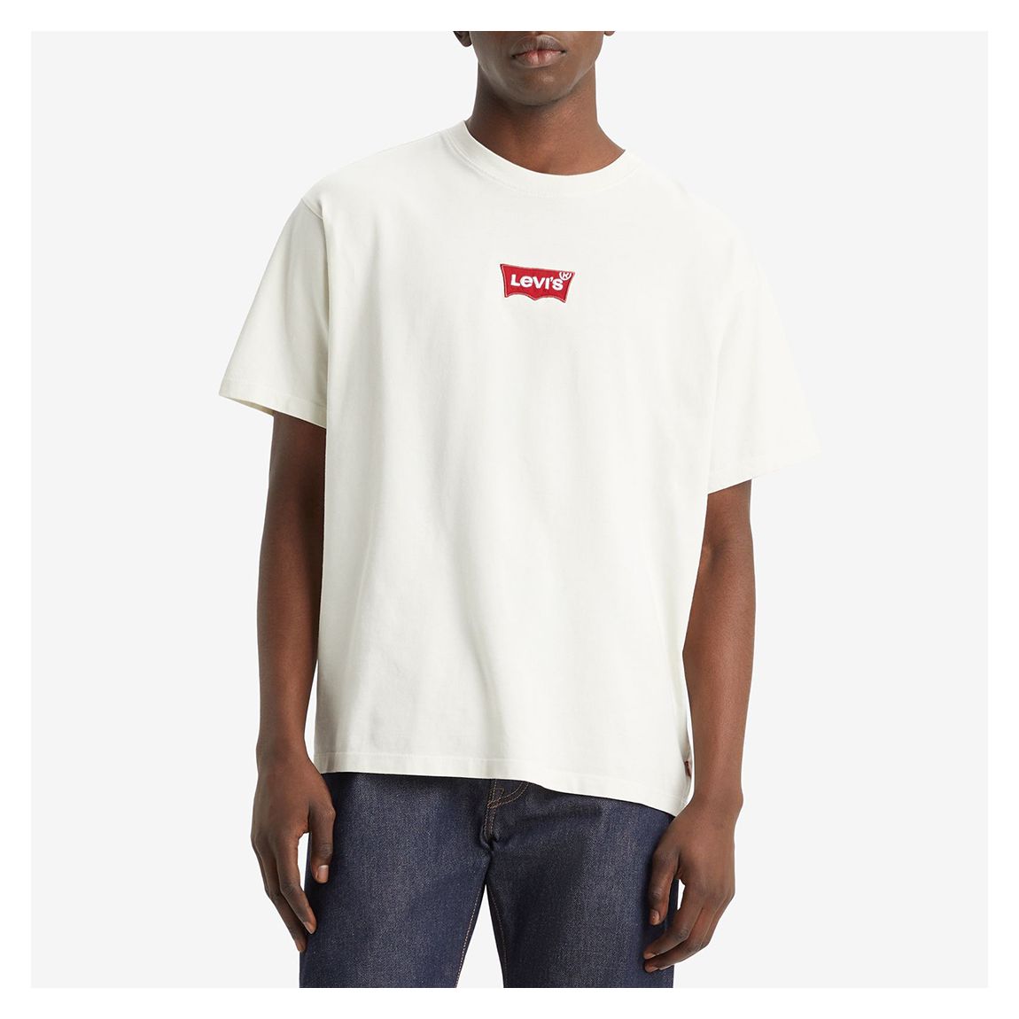 Cream Embroidered Relaxed Cotton Tee main product photo