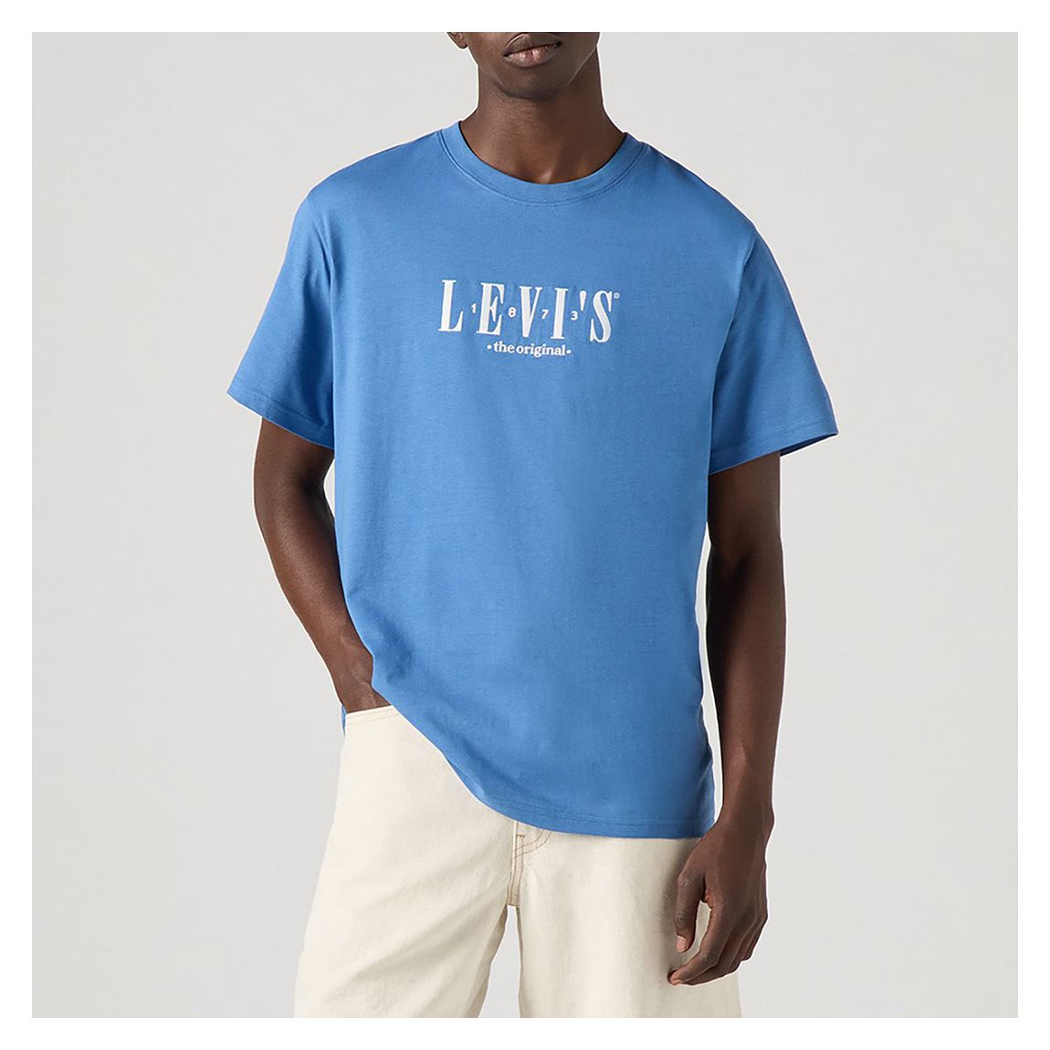 Blue Embroidered Relaxed Cotton Tee main product photo