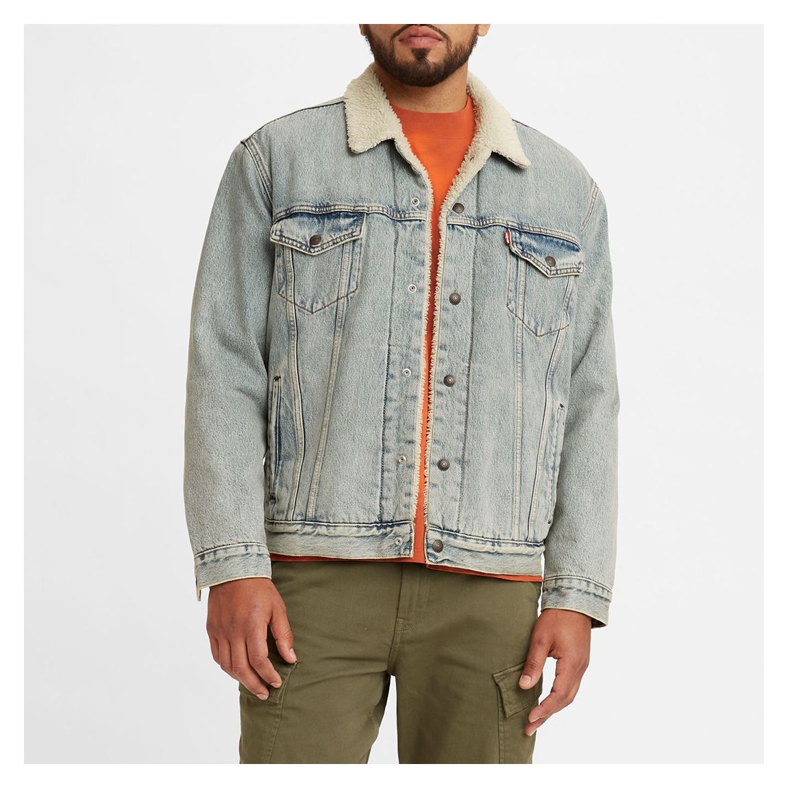 Light Wash Sherpa Trucker Jacket main product photo