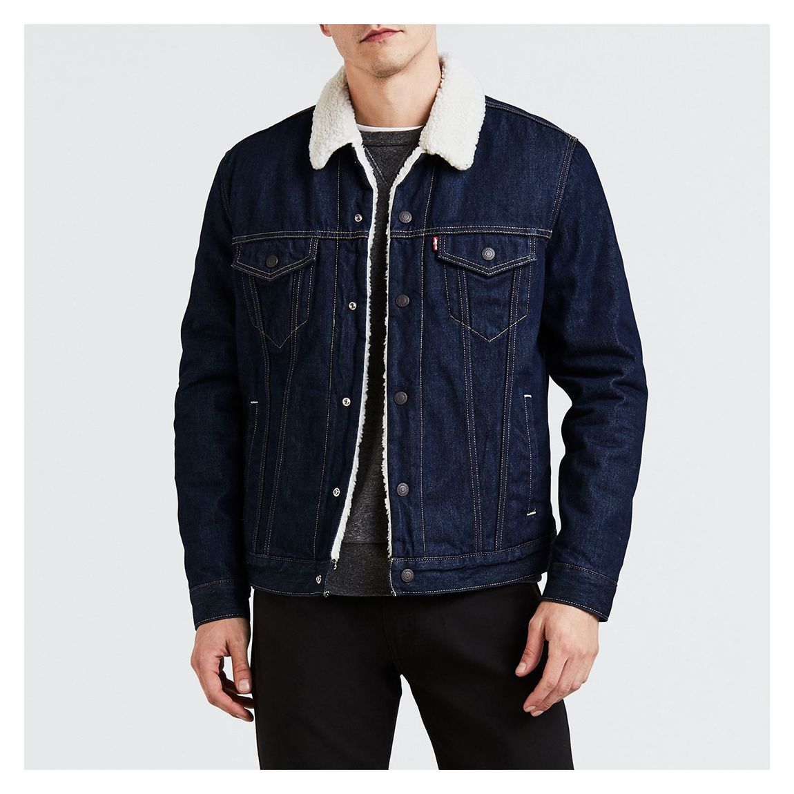 Black Sherpa Trucker Cotton Jacket main product photo