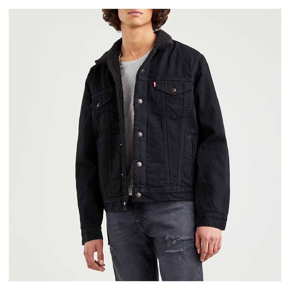Black Sherpa Berk Trucker Jacket main product photo
