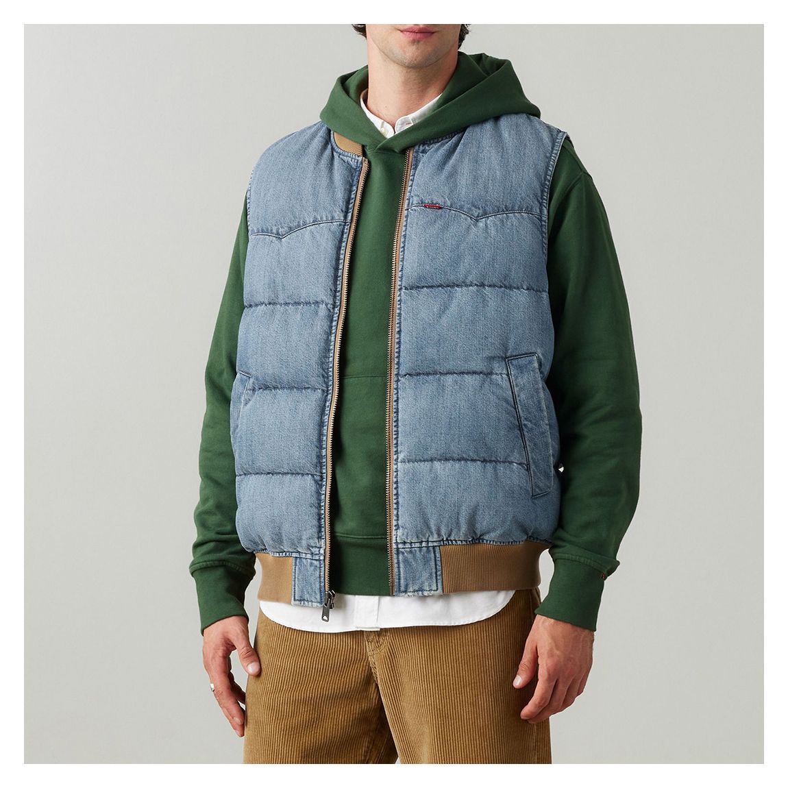 Blue Western Denim Super Puffer Gilet main product photo