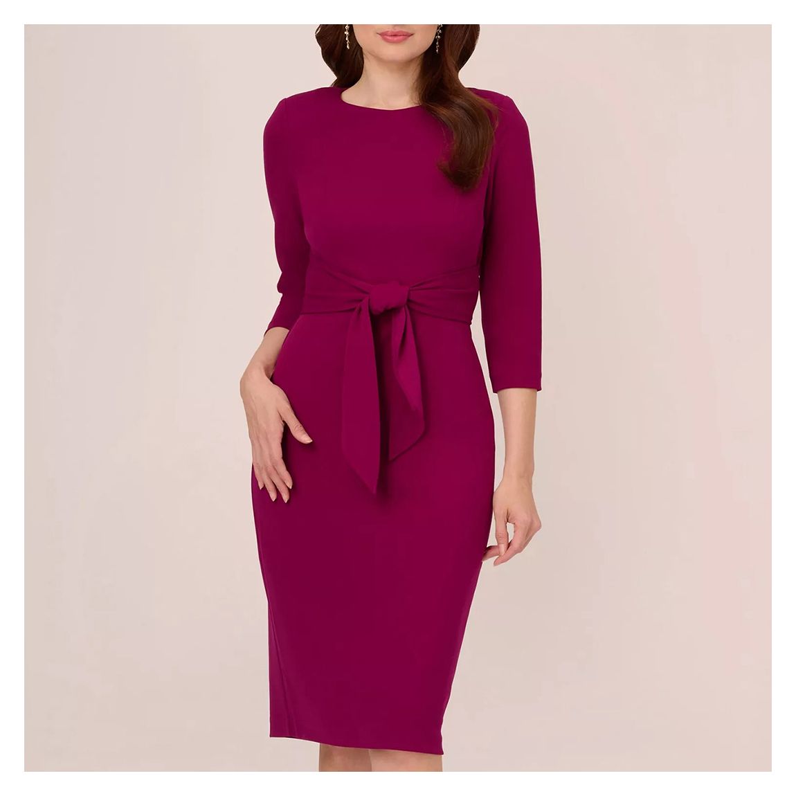Raspberry Knit Crepe Fitted Dress main product photo