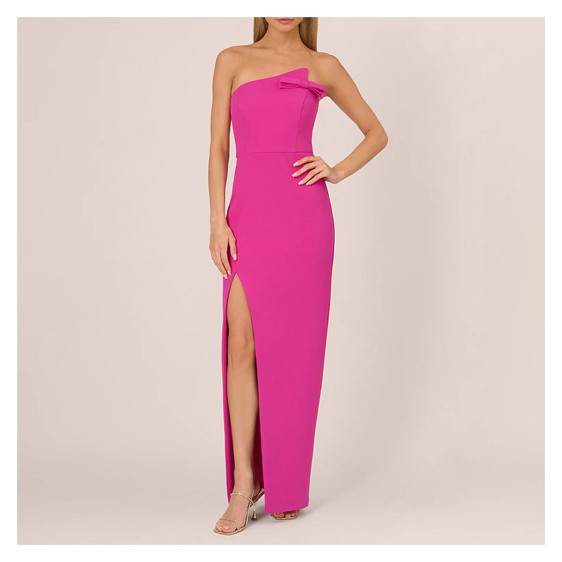 Hot Pink Knit Crepe Column Gown main product photo