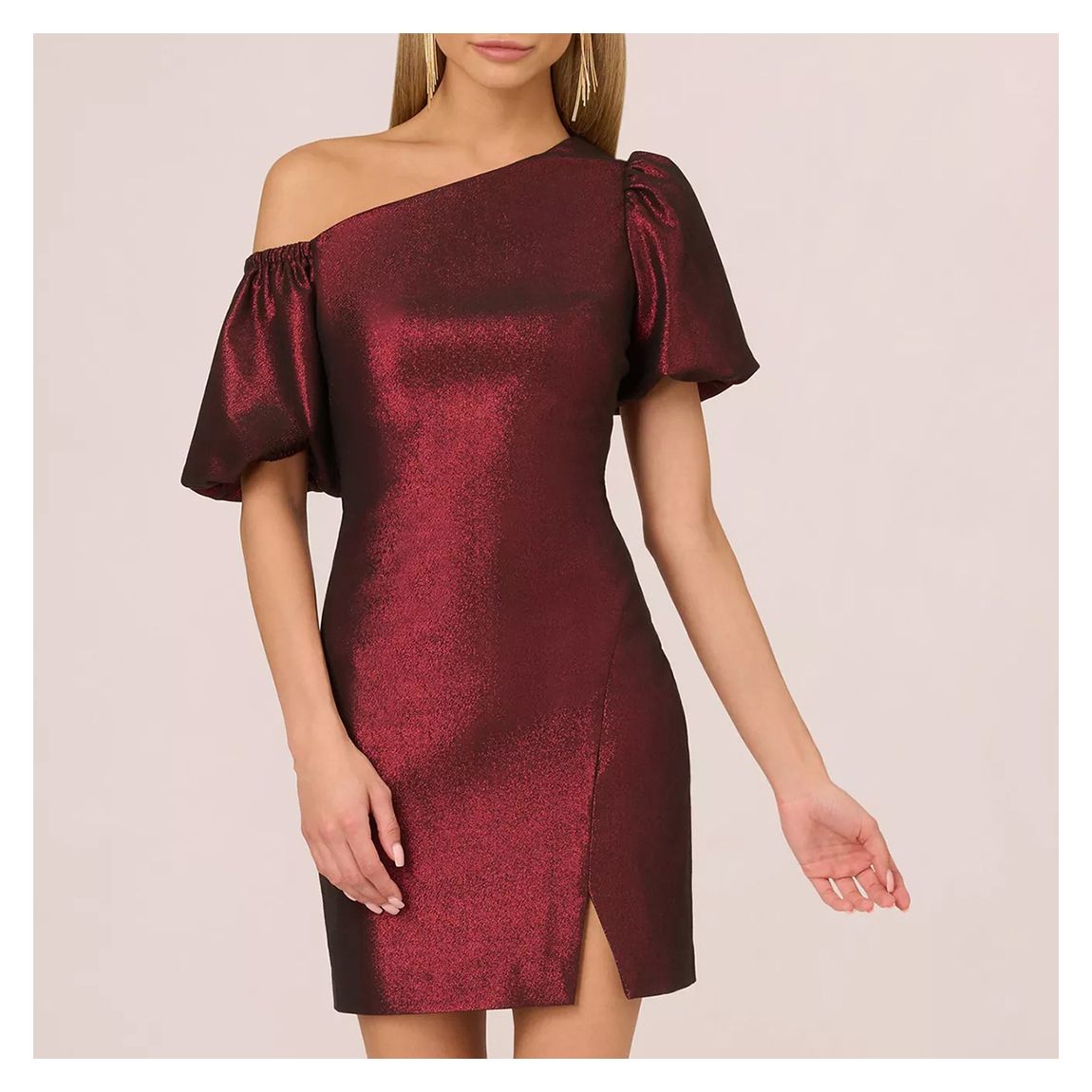 Deep Ruby Jacquard Mini Dress main product photo