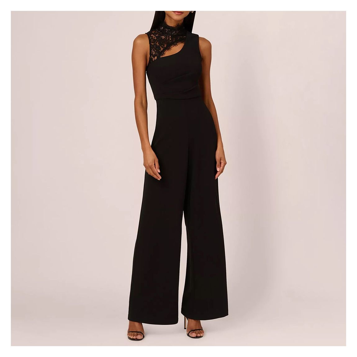 Black Cut Out Lace Shoulder Jumpsuit main product photo