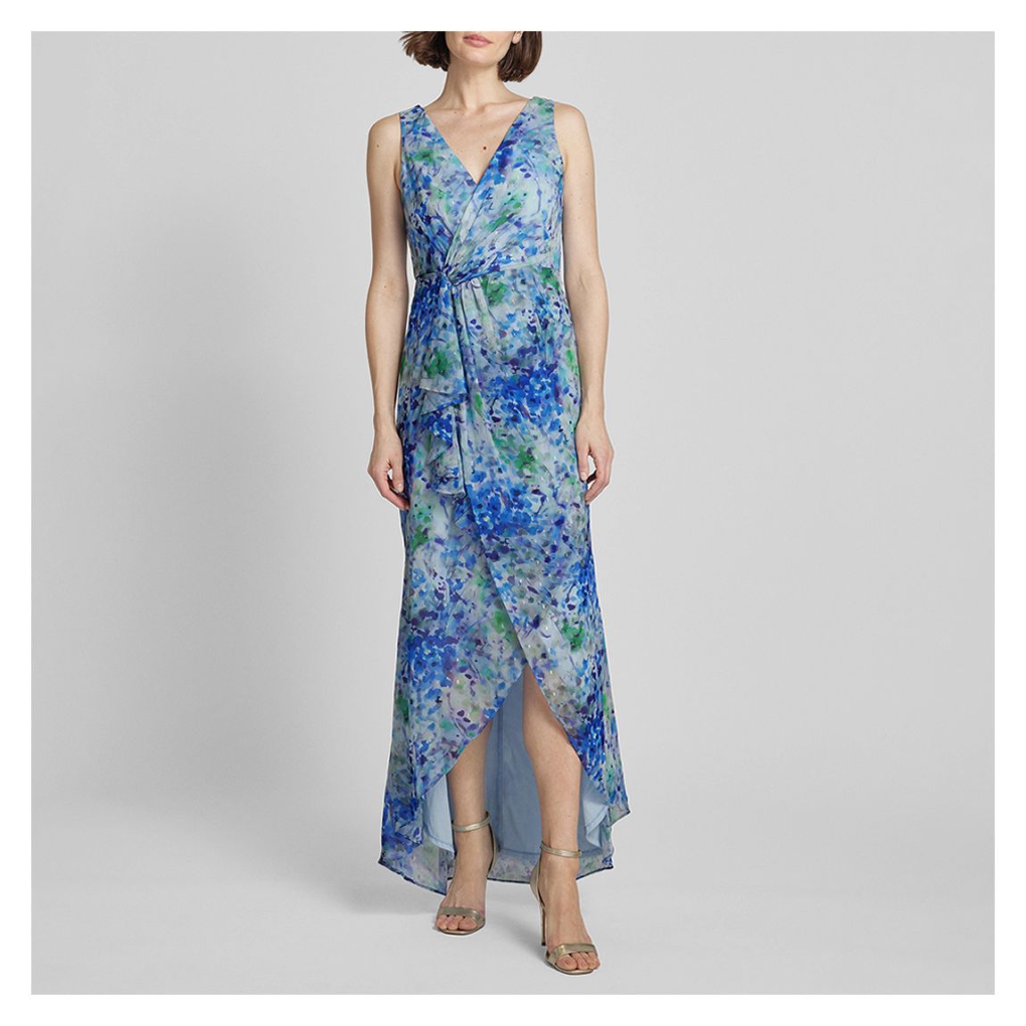 Cerulean Printed Hi-Low Gown main product photo