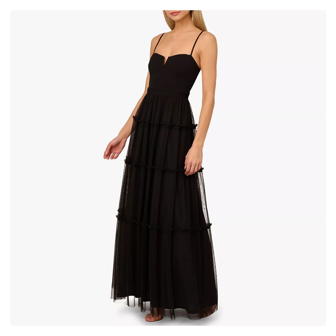 Black Knit Crepe Column Gown main product photo