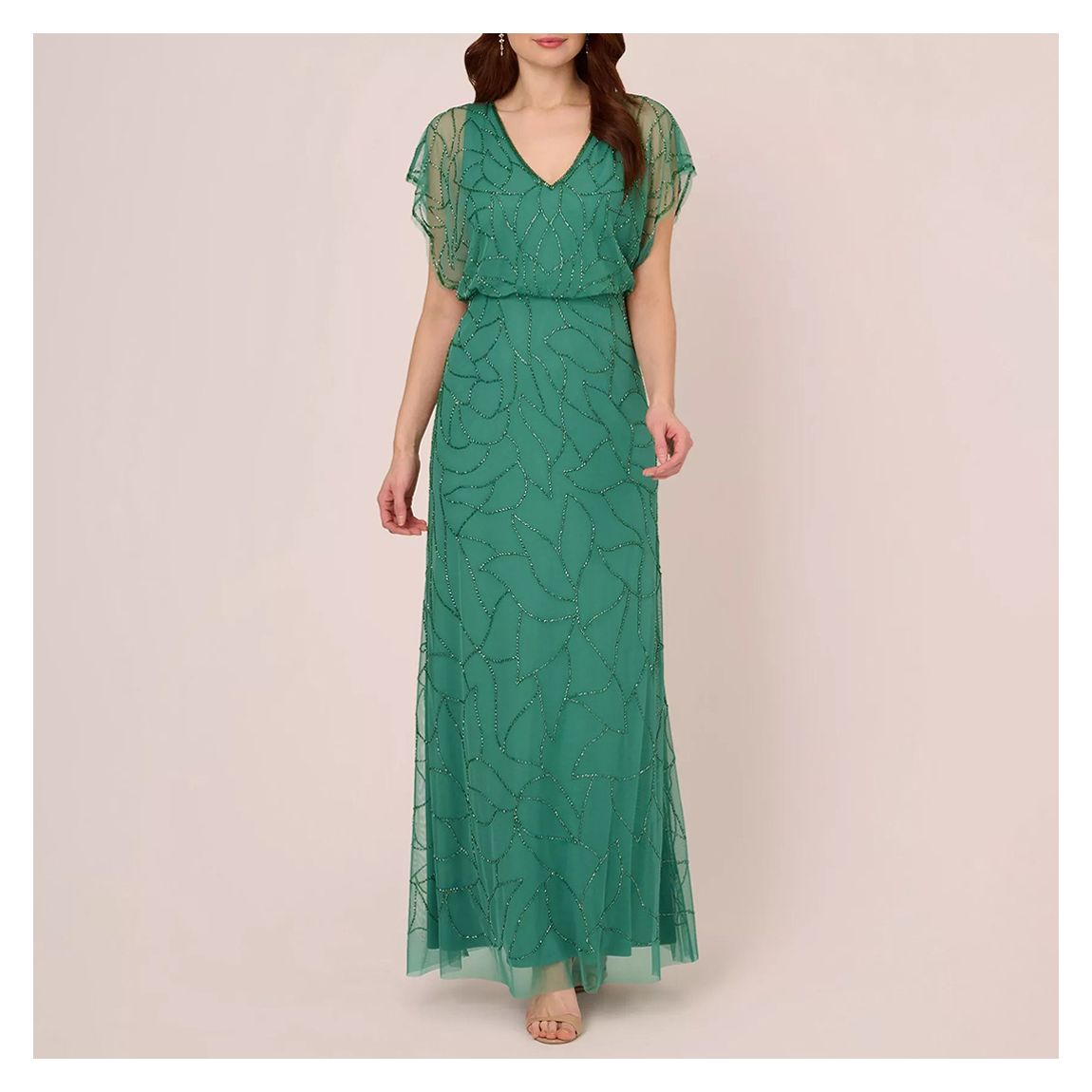 Emerald Beaded Blouson Maxi Dress main product photo