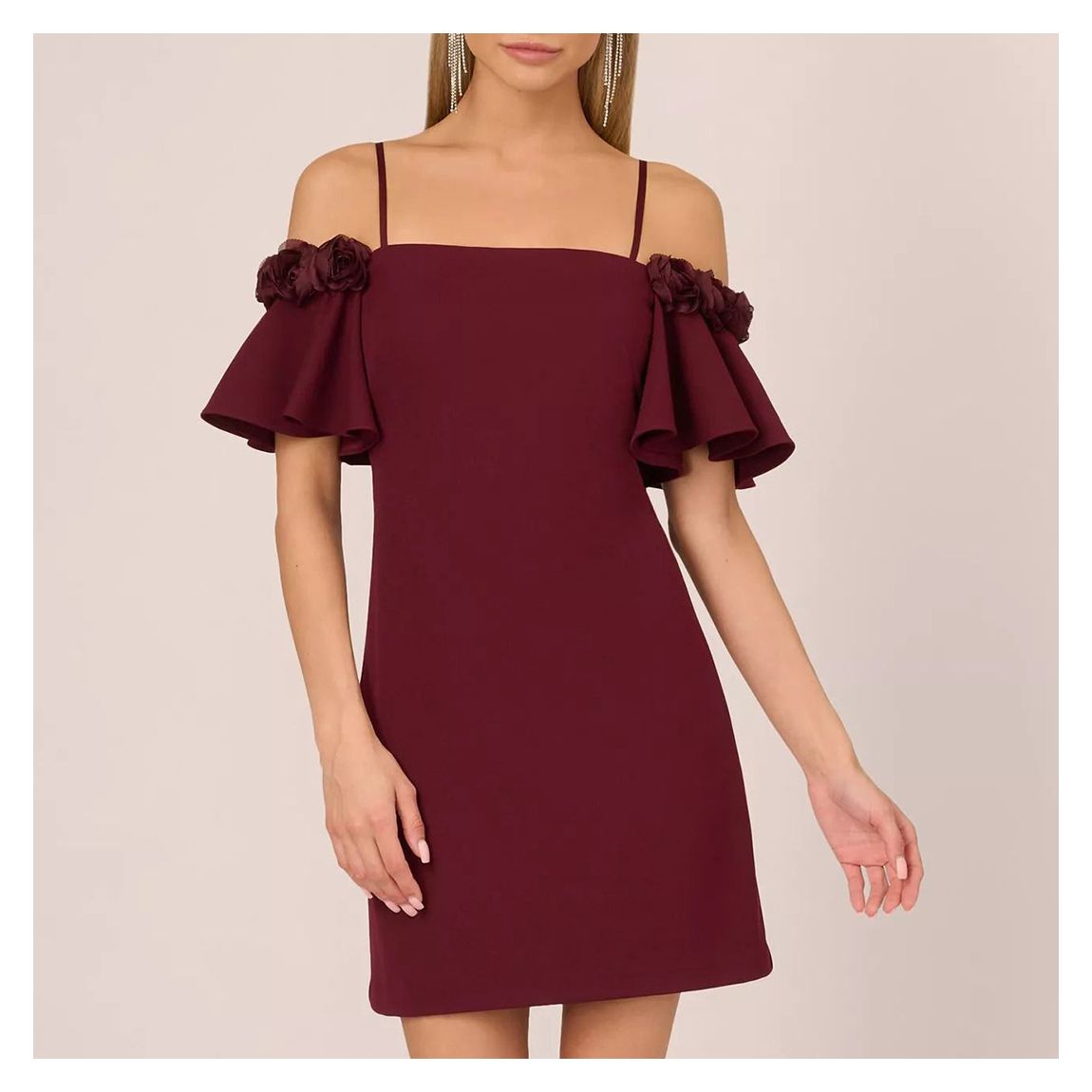 Burgundy Knit Crepe Mini Dress main product photo