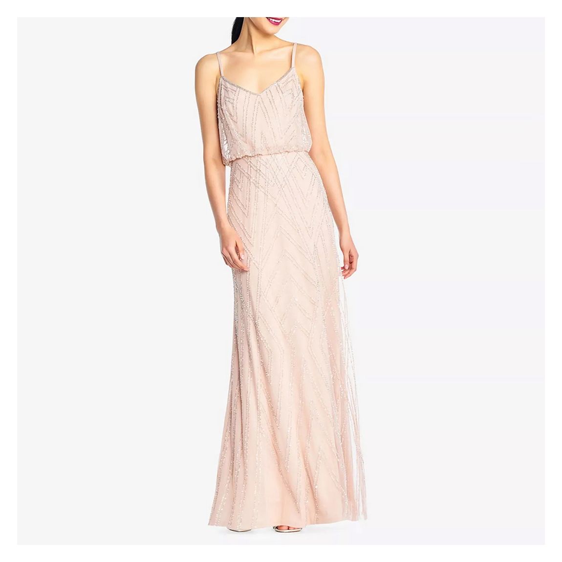 Pale Pink Beaded Blouson Maxi Dress main product photo