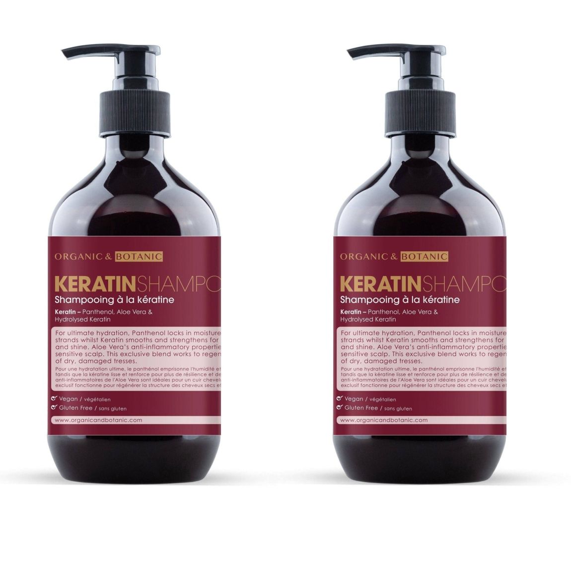 Organic & Botanic Keratin Shampoo 500ml x 2 Duo Pack main product photo