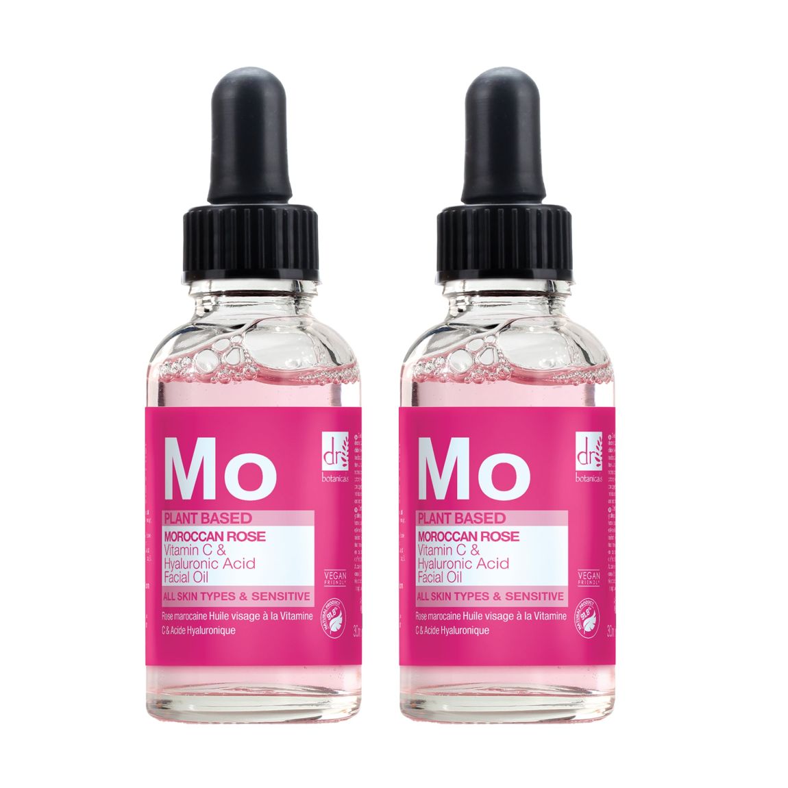 Dr Botanicals Moroccan Rose Facial Oil with Hyaluronic Acid & Vitamin C 30ml x 2 Duo Pack main product photo