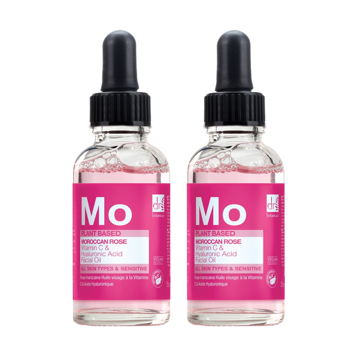 Dr Botanicals Moroccan Rose Facial Oil with Hyaluronic Acid & Vitamin C 15ml x 2 Duo Pack main product photo