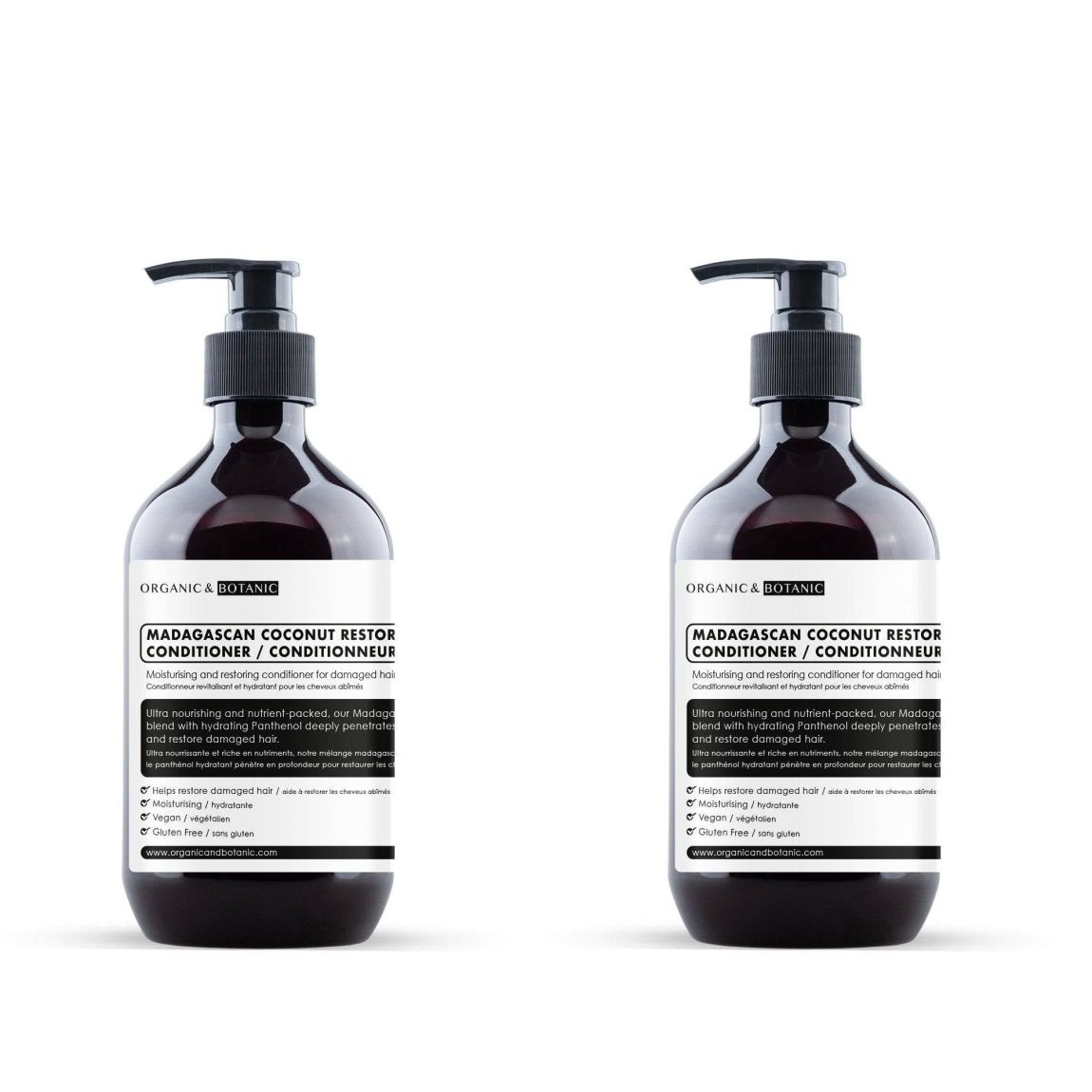 Organic & Botanic Madagascan Coconut Restoring Conditioner 500ml x 2 Duo Pack main product photo