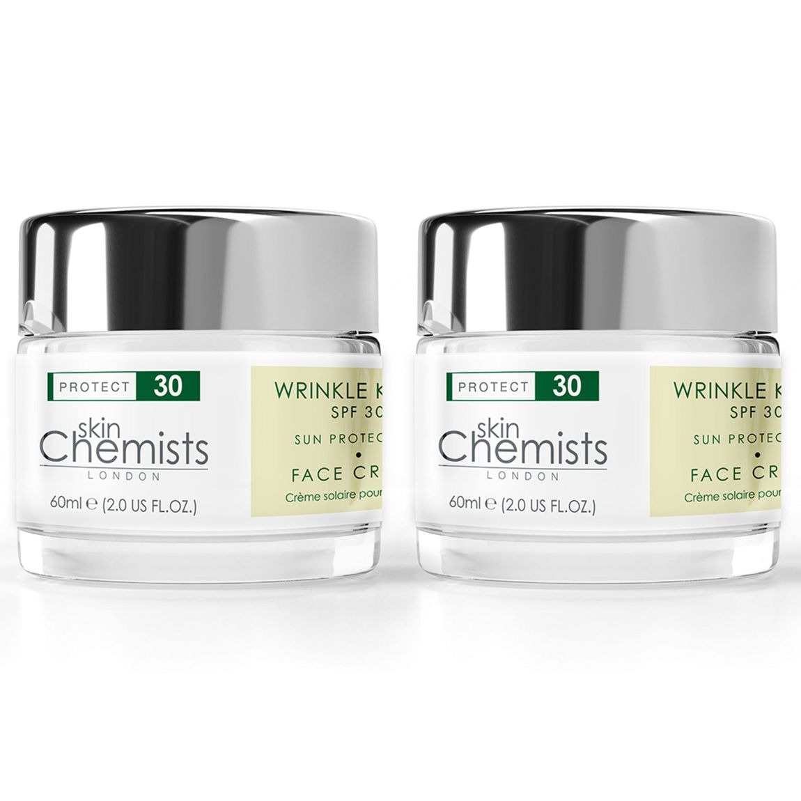 skinChemists Wrinkle Killer Sun Protection Day Moisturiser SPF 30 60ml x 2 Duo Pack main product photo