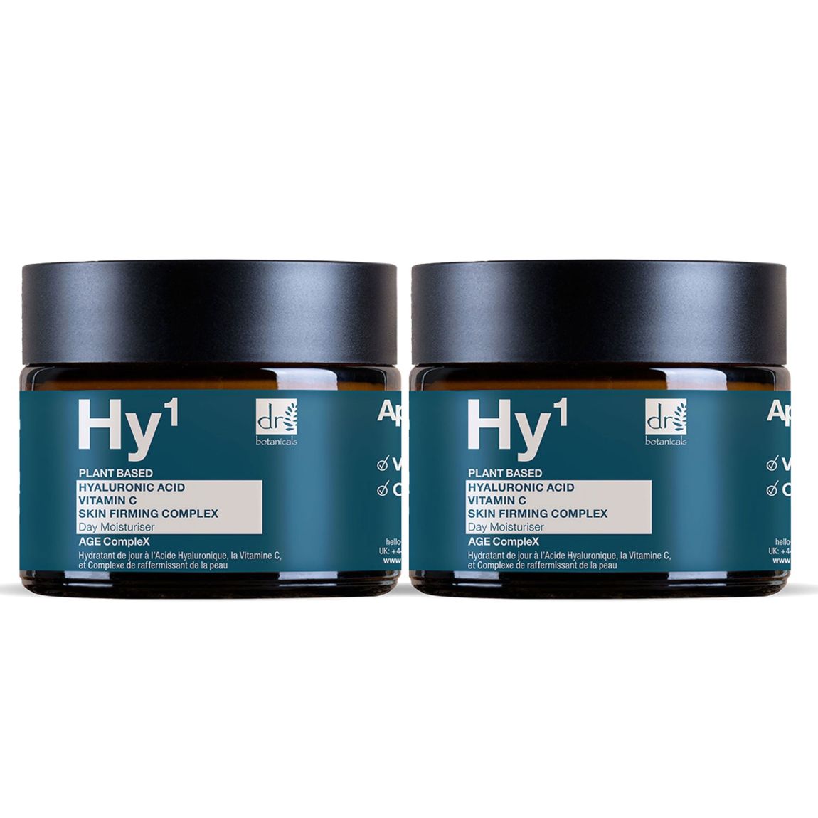 Dr Botanicals Hyaluronic Acid 1% & Vitamin C 1% & Skin Firming Complex 1% Day Moisturiser 60ml x 2 Duo Pack main product photo