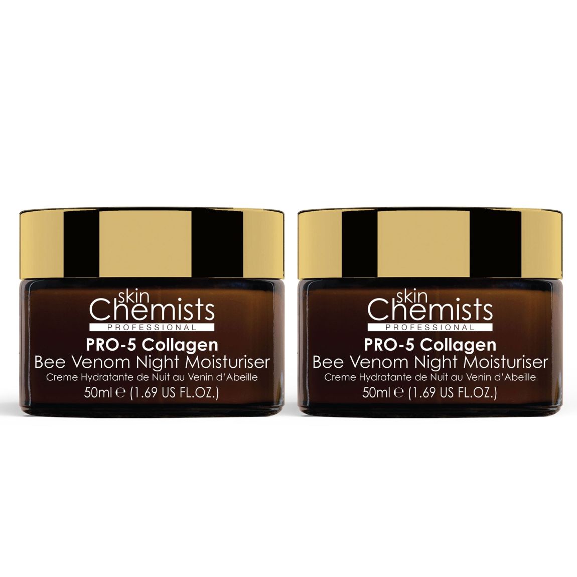 skinChemists Pro-5 Collagen Bee Venom Night Moisturiser 50ml x 2 Duo Pack main product photo