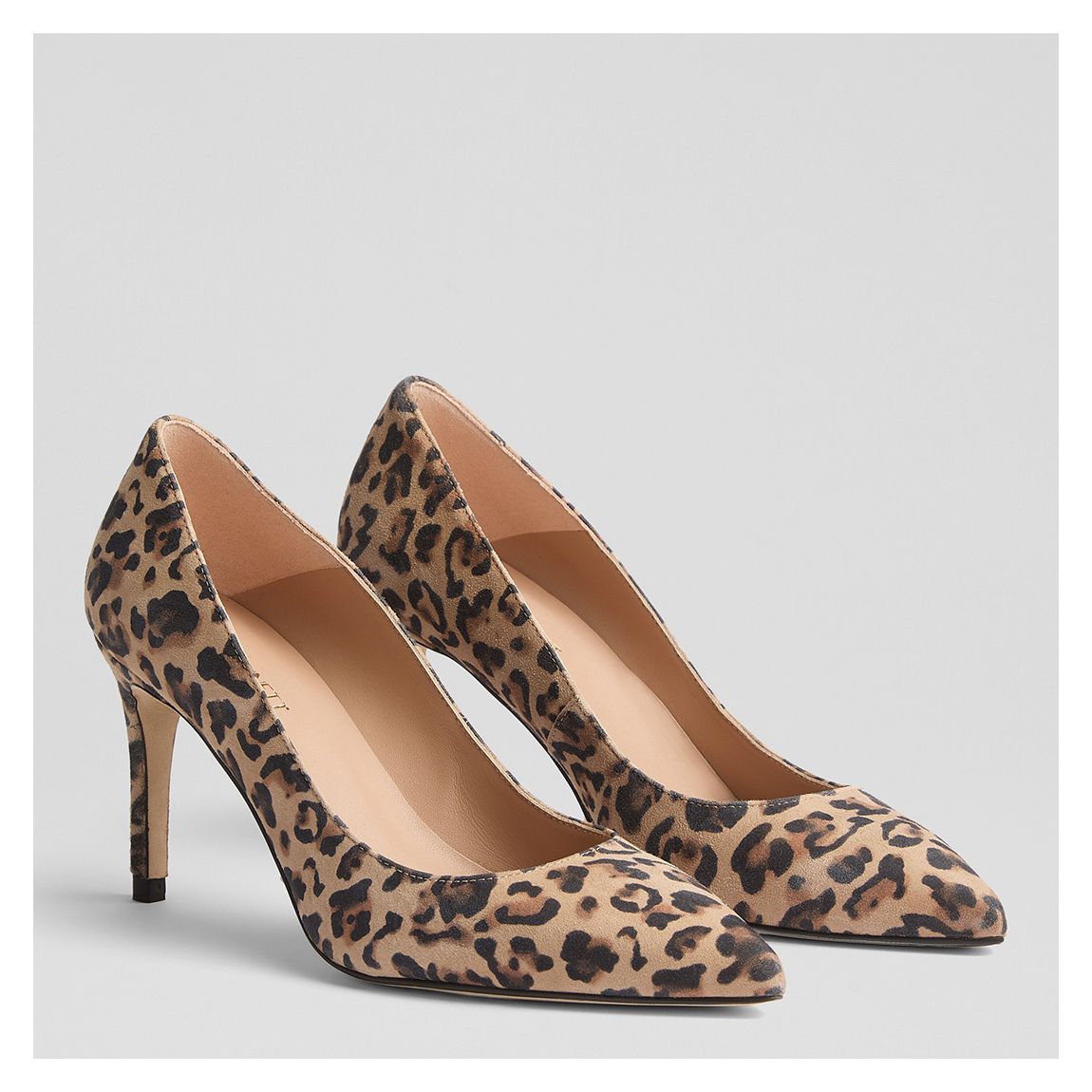 Brown Floret Leopard Suede Closed Court Heels main product photo