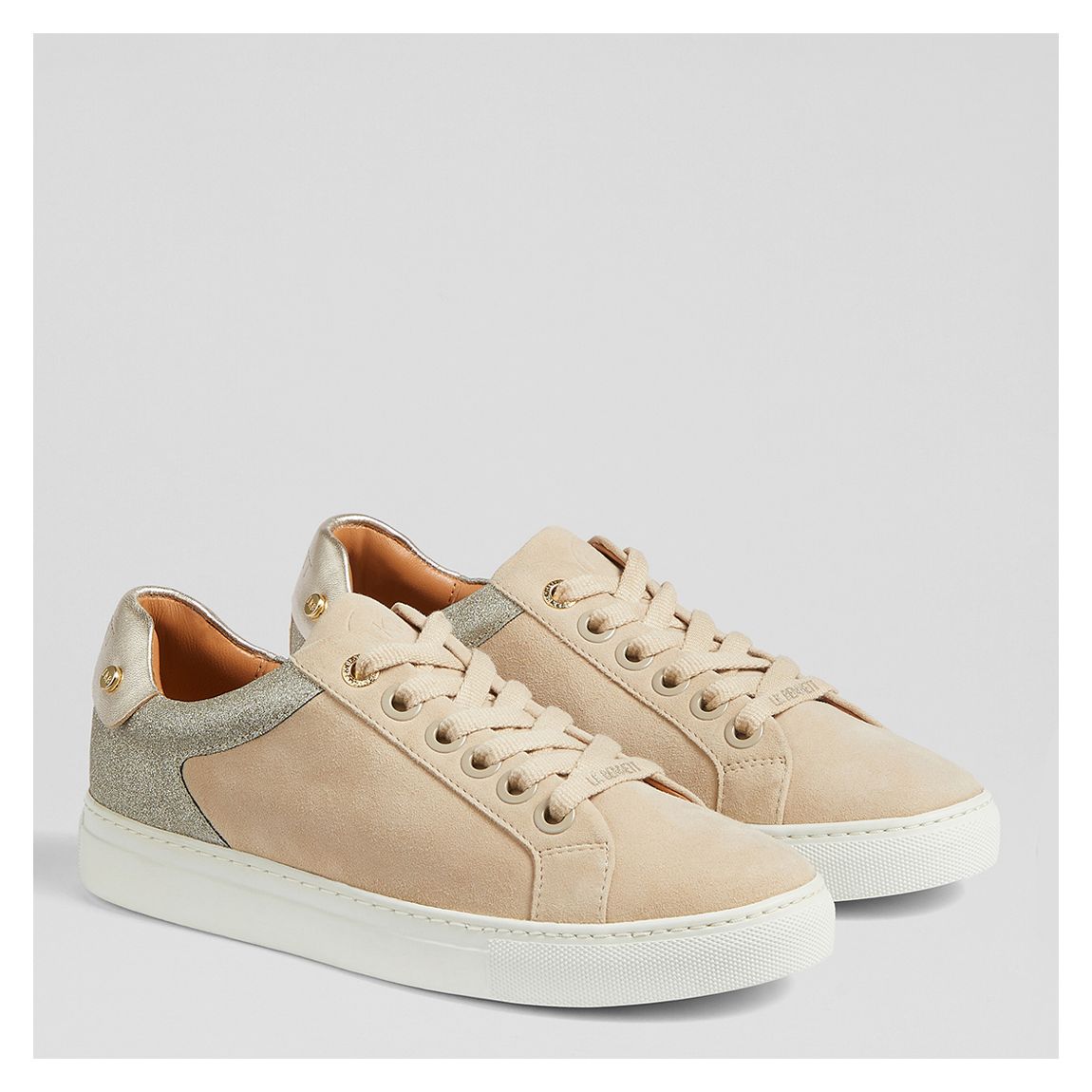 Cream/Gold Signature Leather Classic Stud Trainers main product photo