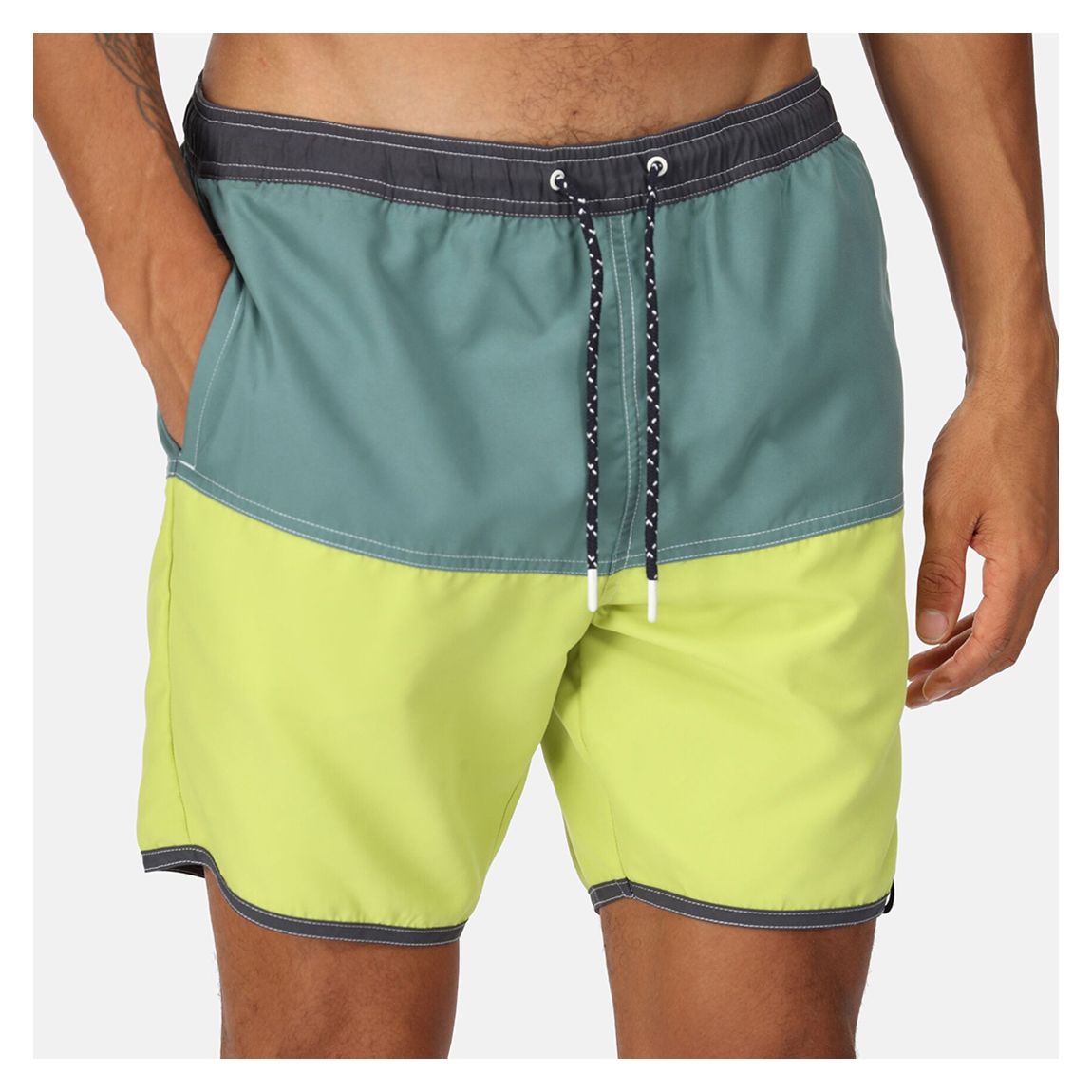 Sage/Lime Colourblock Swim Shorts main product photo