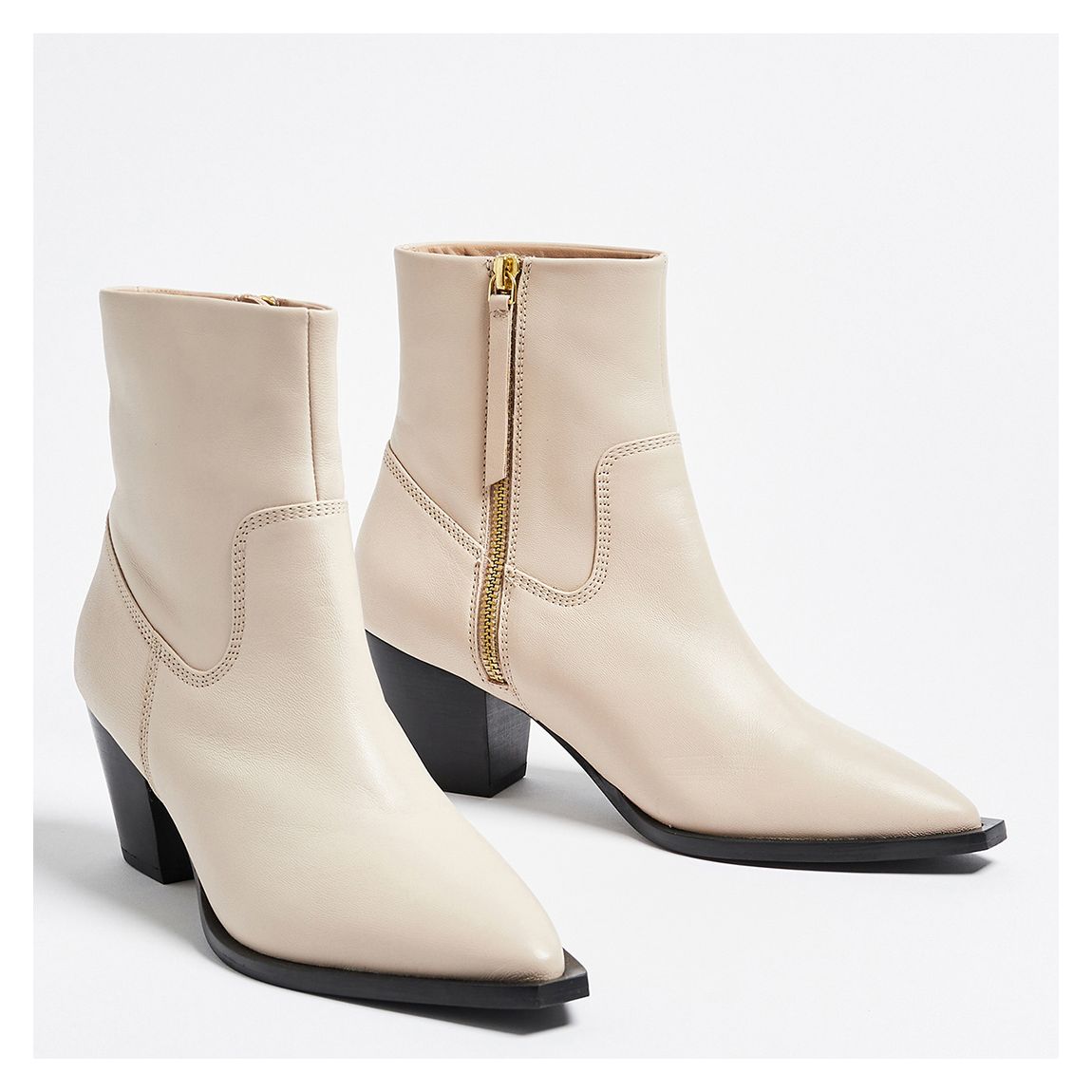 Off White Leather Western Heel Boot main product photo